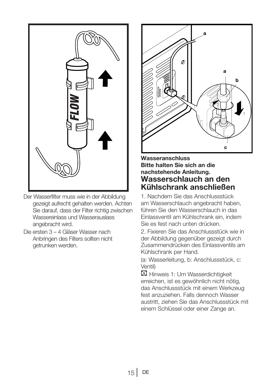 Wasserschlauch an den kühlschrank anschließen | Beko GNE V422 X User Manual | Page 82 / 102