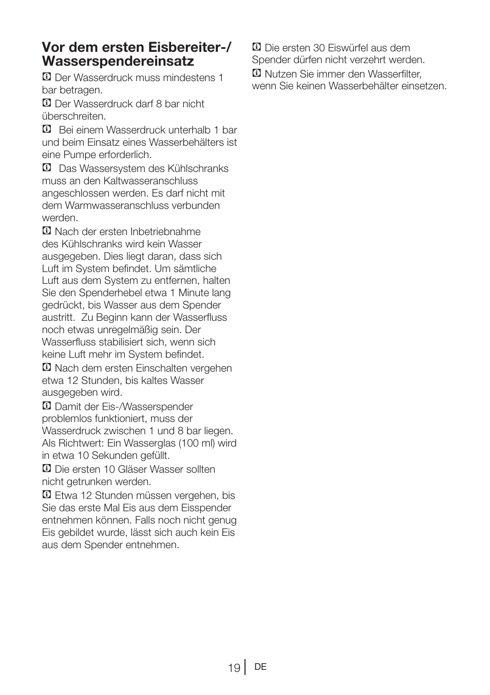 Vor dem ersten eisbereiter-/ wasserspendereinsatz | Beko GNE V422 X User Manual | Page 86 / 102