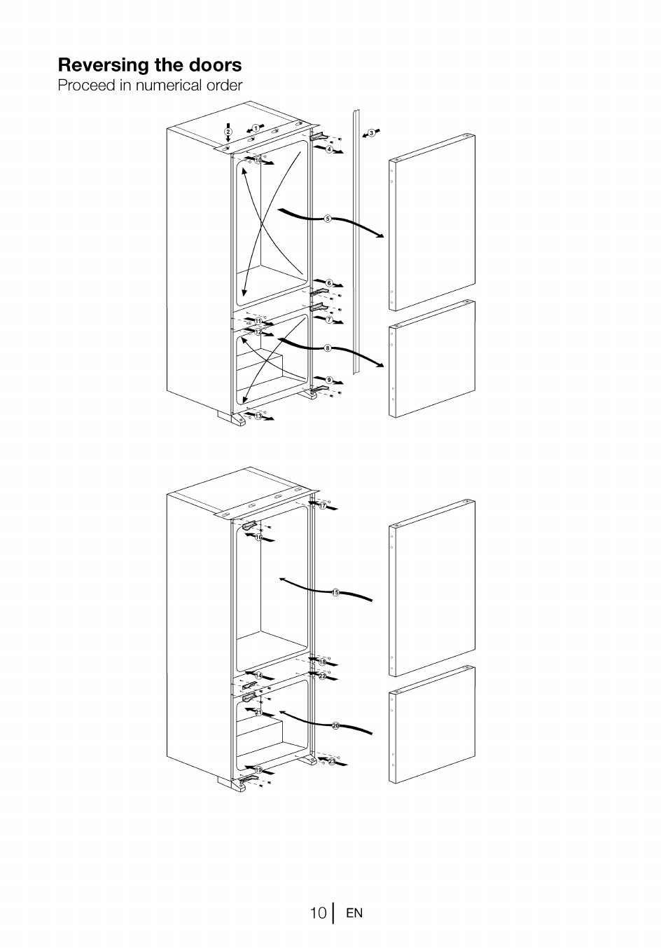Reversing the doors, Reversing the | Beko CBI 7771 User Manual | Page 12 / 92