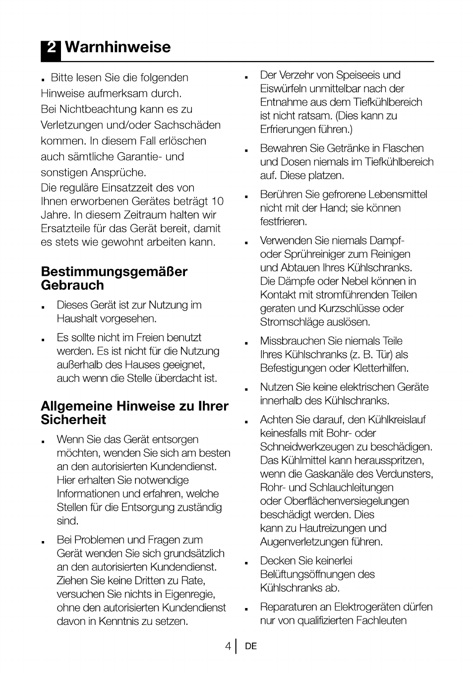 Warnhinweise, Bestimmungsgemäßer, Gebrauch | Allgemeine hinweise zu ihrer sicherheit, Bestimmungsgemäßer gebrauch | Beko CBI 7771 User Manual | Page 23 / 92