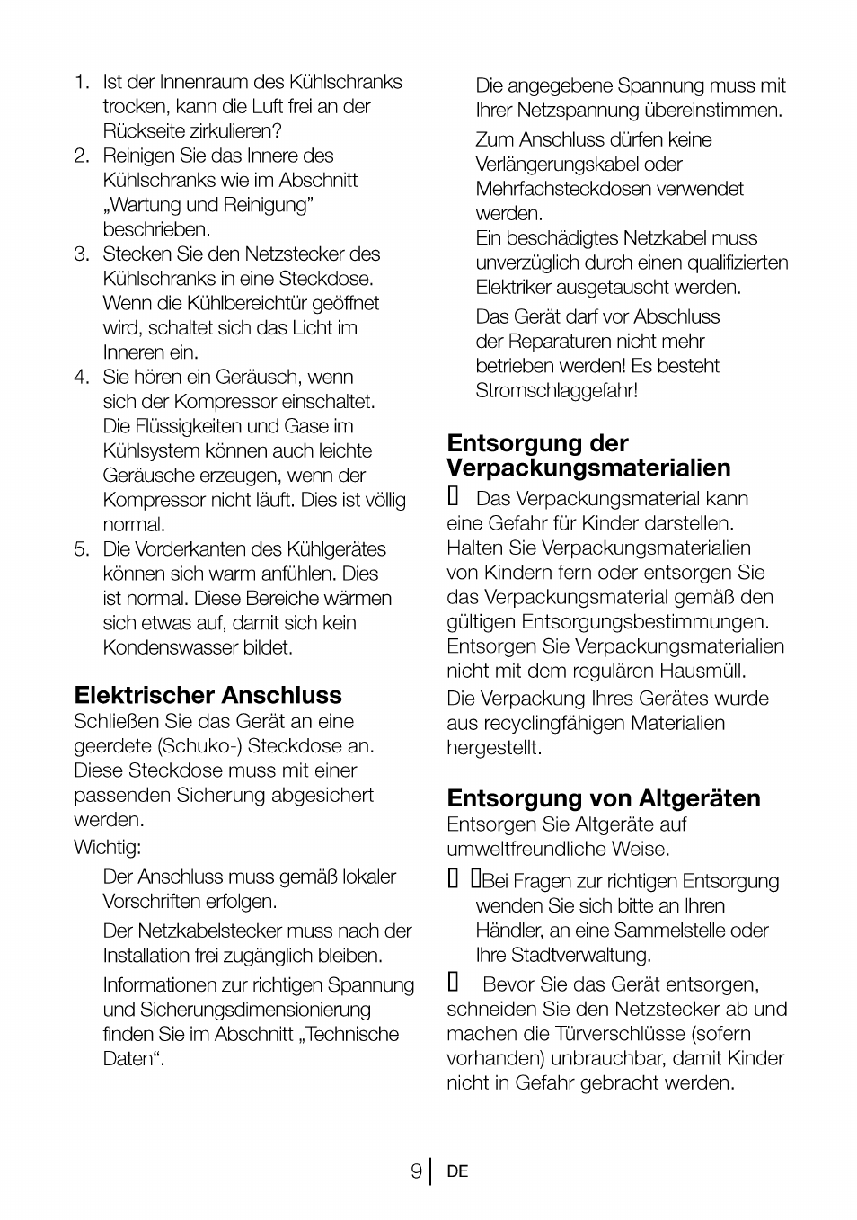 Elektrischer anschluss, Entsorgung der verpackungsmaterialien, Entsorgung von altgeräten | Beko CBI 7771 User Manual | Page 28 / 92