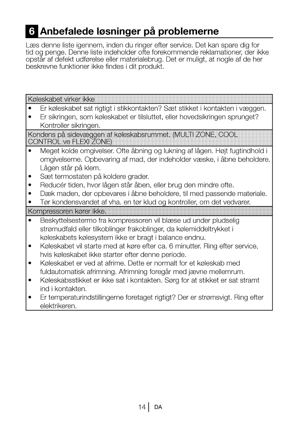 Anbefalede losninger pa problemerne | Beko CBI 7771 User Manual | Page 69 / 92