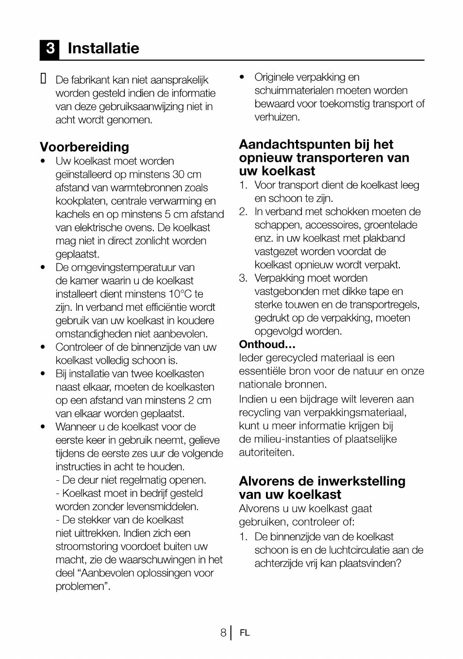 Installatie, Voorbereiding, Alvorens de inwerkstelling van uw koeikast | Vorbereitung | Beko CBI 7771 User Manual | Page 80 / 92