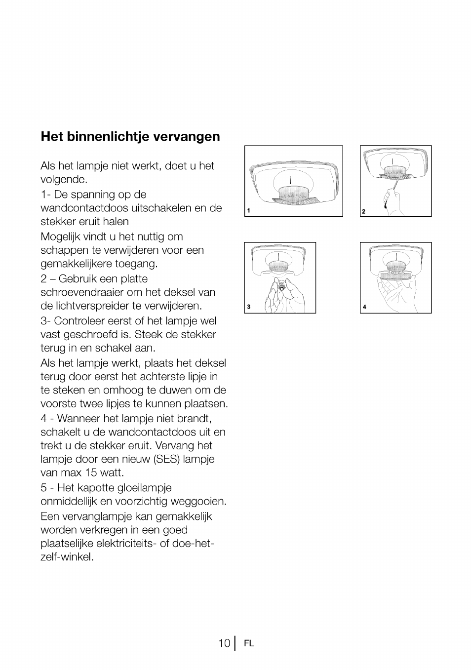 Het binnenlichtje vervangen | Beko CBI 7771 User Manual | Page 82 / 92