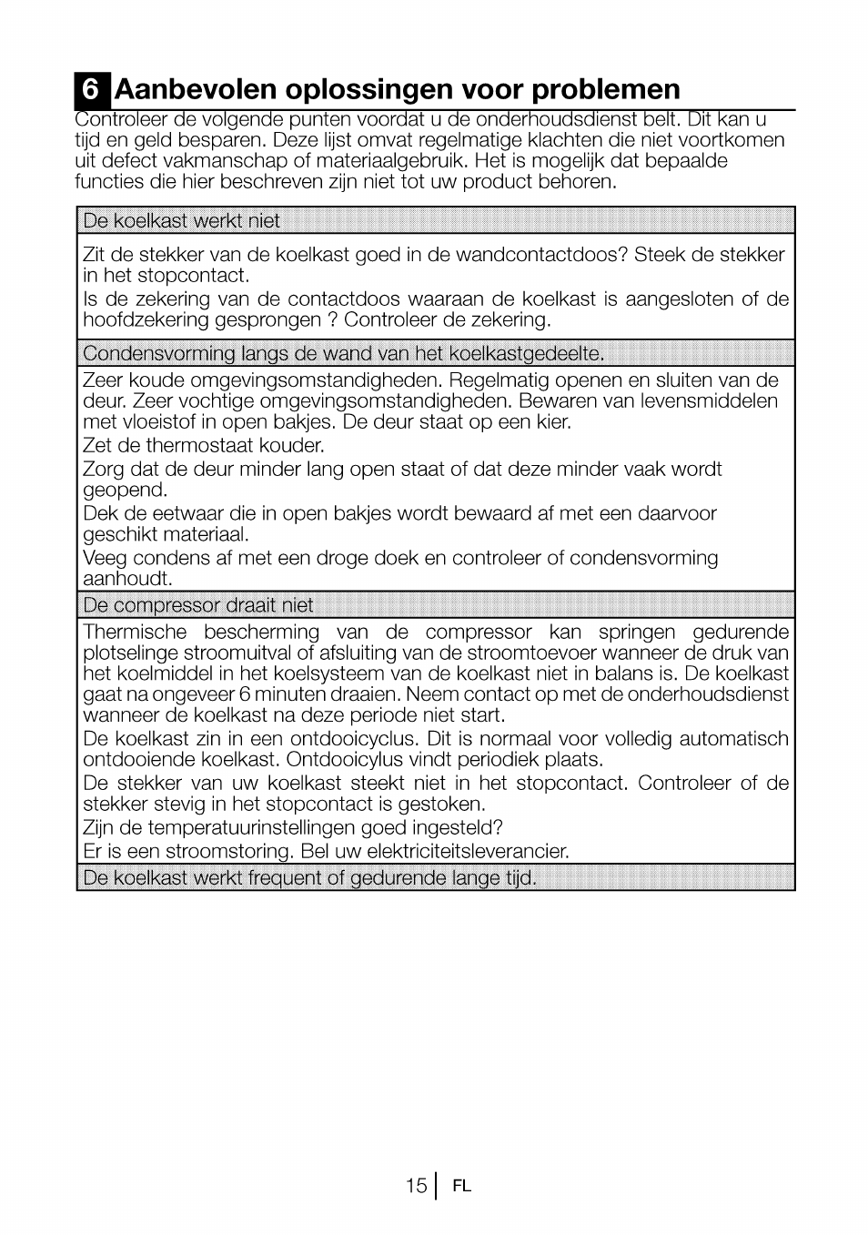Qaanbevolen oplossingen voor problemen, 6 aanbevolen opiossingen, Voor problemen | Beko CBI 7771 User Manual | Page 87 / 92