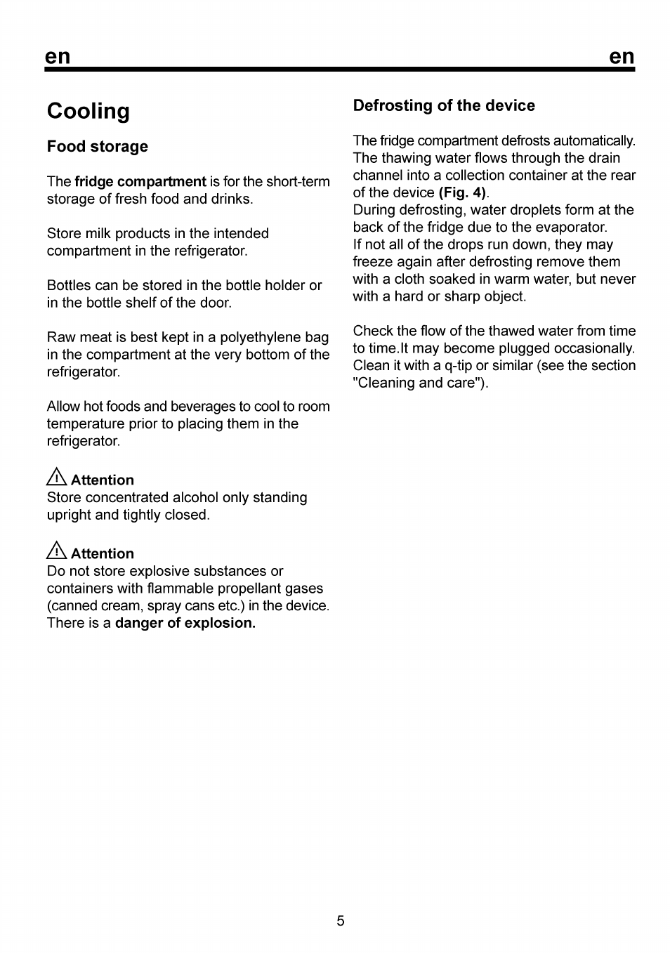 Cooling, A attention | Beko RBI 6301 User Manual | Page 11 / 92