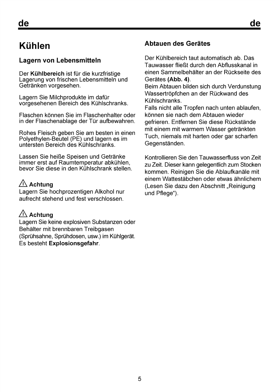 Kühlen, Achtung | Beko RBI 6301 User Manual | Page 22 / 92
