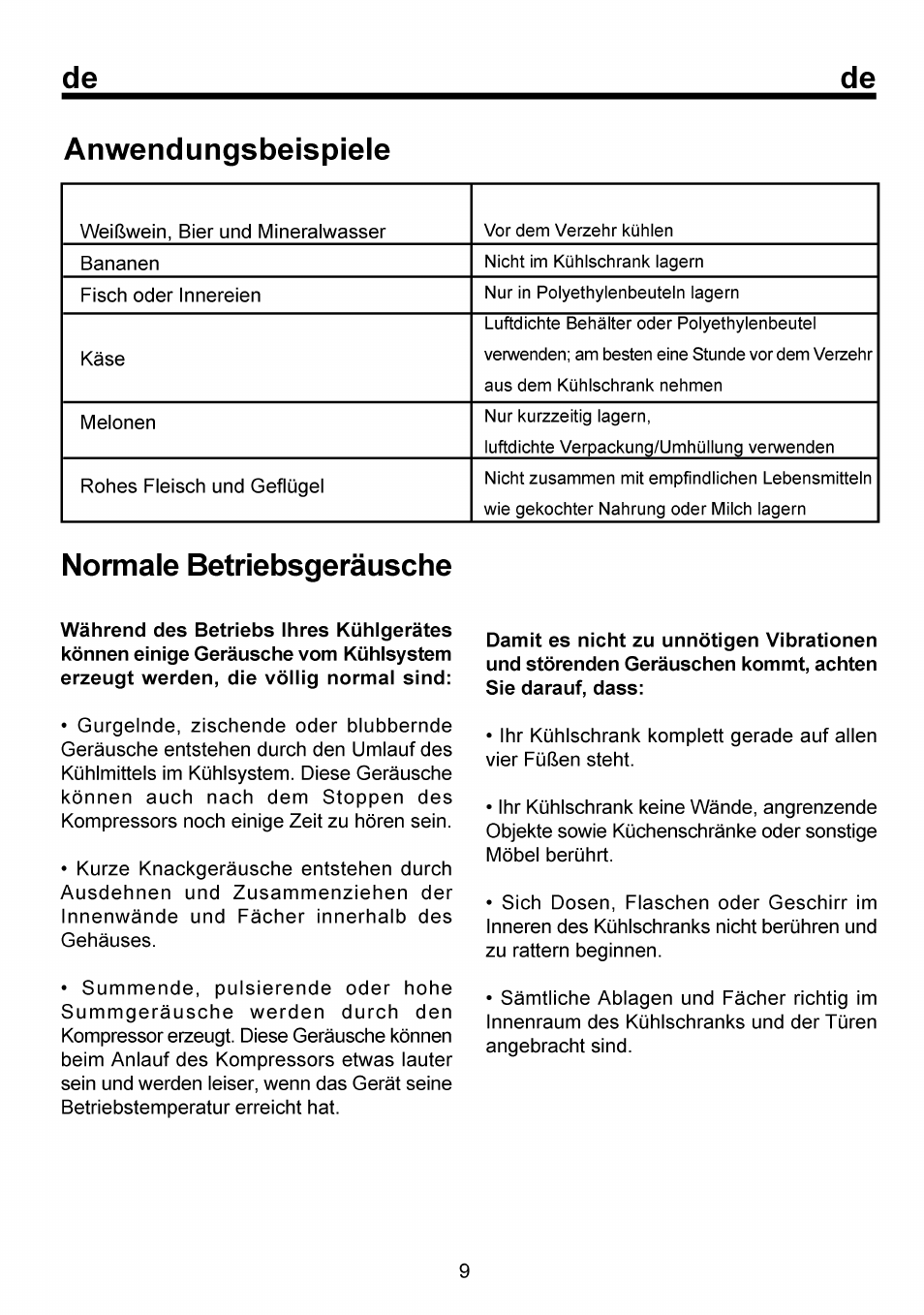 De anwendungsbeispiele, Normale betriebsgeräusche | Beko RBI 6301 User Manual | Page 26 / 92