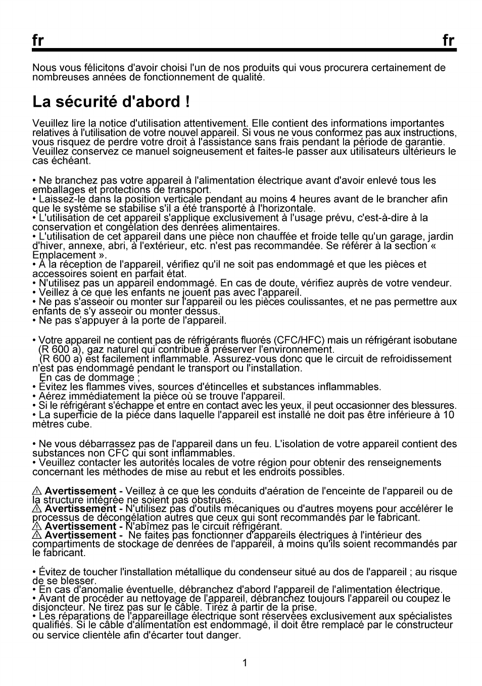 La sécurité d'abord | Beko RBI 6301 User Manual | Page 29 / 92