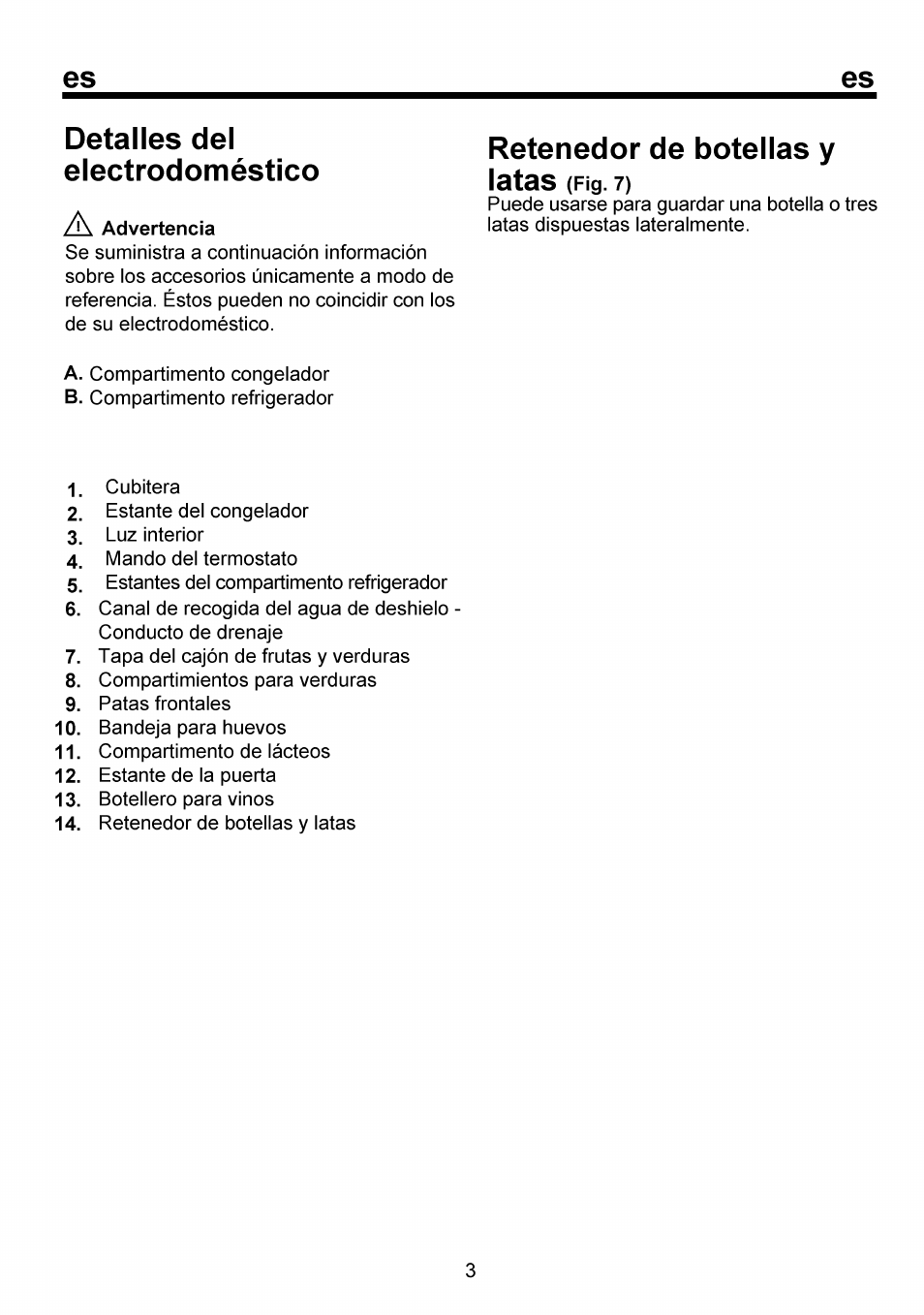 Detalles del electrodoméstico, Retenedor de botellas y, Retenedor de botellas y latas | Beko RBI 6301 User Manual | Page 53 / 92