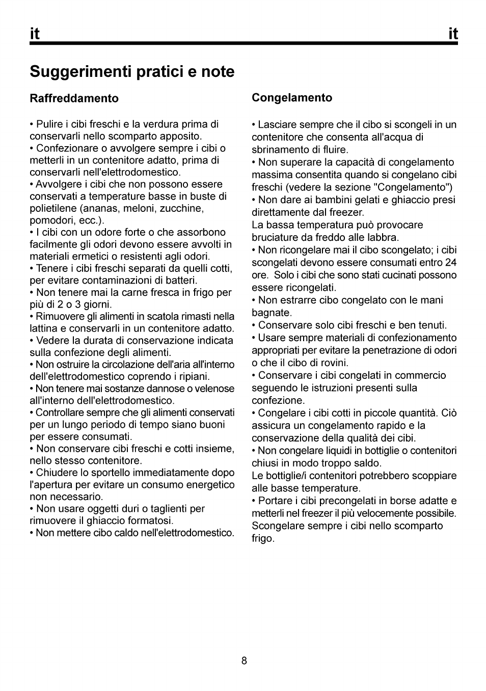 Suggerimenti pratici e note | Beko RBI 6301 User Manual | Page 69 / 92
