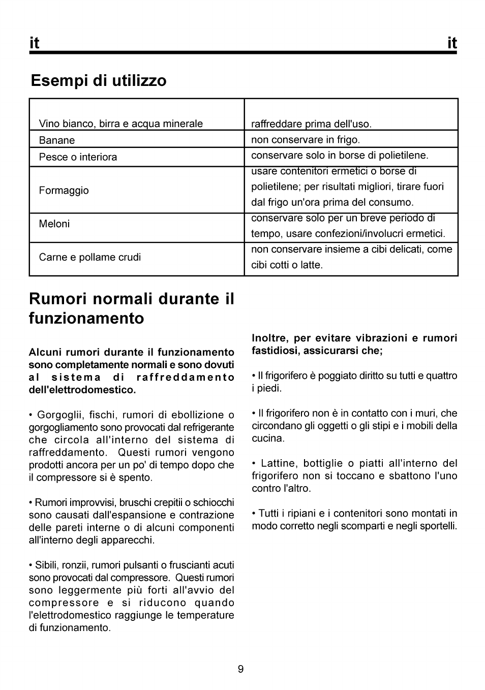 Rumori normali durante il funzionamento, It esempi di utilizzo | Beko RBI 6301 User Manual | Page 70 / 92