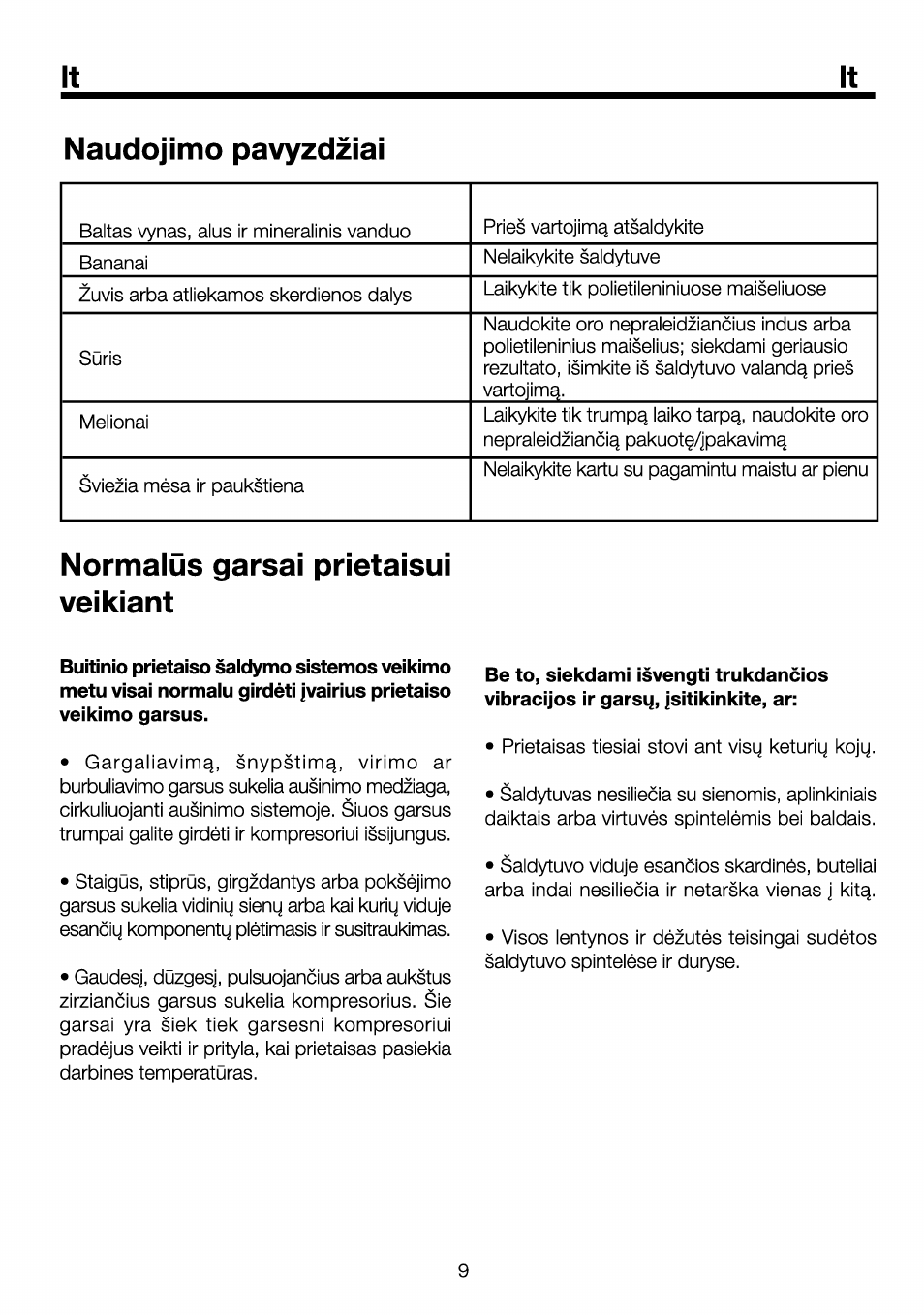 Naudojimo pavyzdziai, Normalus garsai prietaisui veikiant | Beko RBI 6301 User Manual | Page 81 / 92