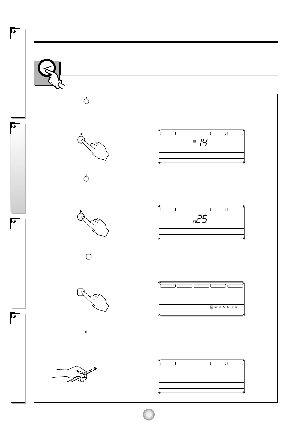 Fije la hora actual y un día de la semana | LG LT-B2861HL User Manual | Page 6 / 25