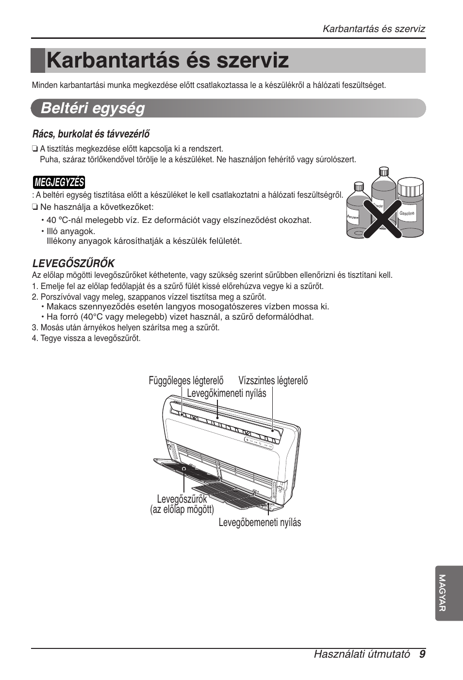 Karbantartás és szerviz, Beltéri egység | LG ARNU09GVEA2 User Manual | Page 117 / 205