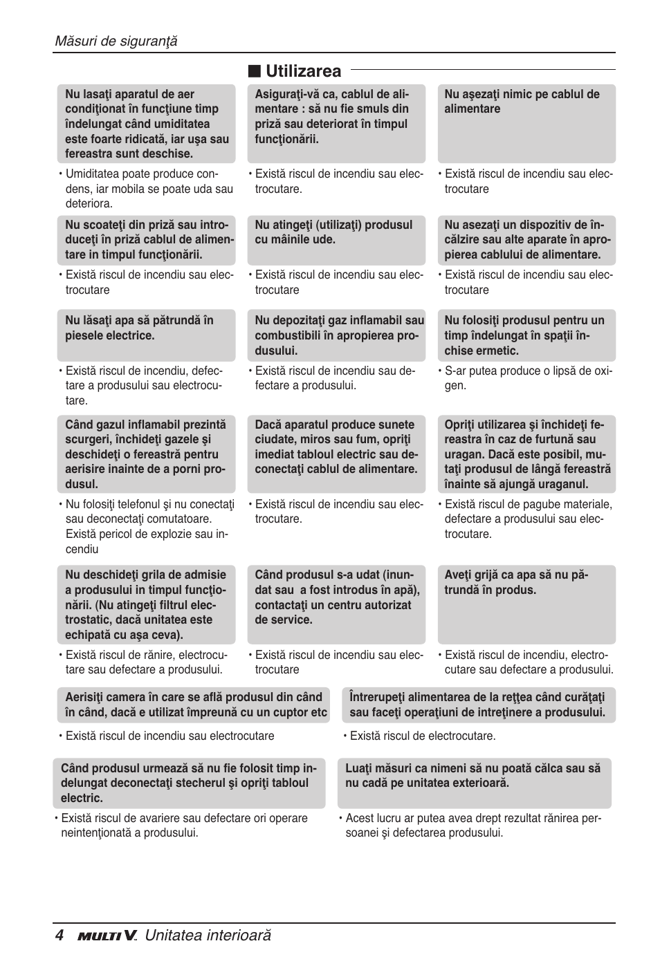 N utilizarea, 4unitatea interioară | LG ARNU09GVEA2 User Manual | Page 136 / 205
