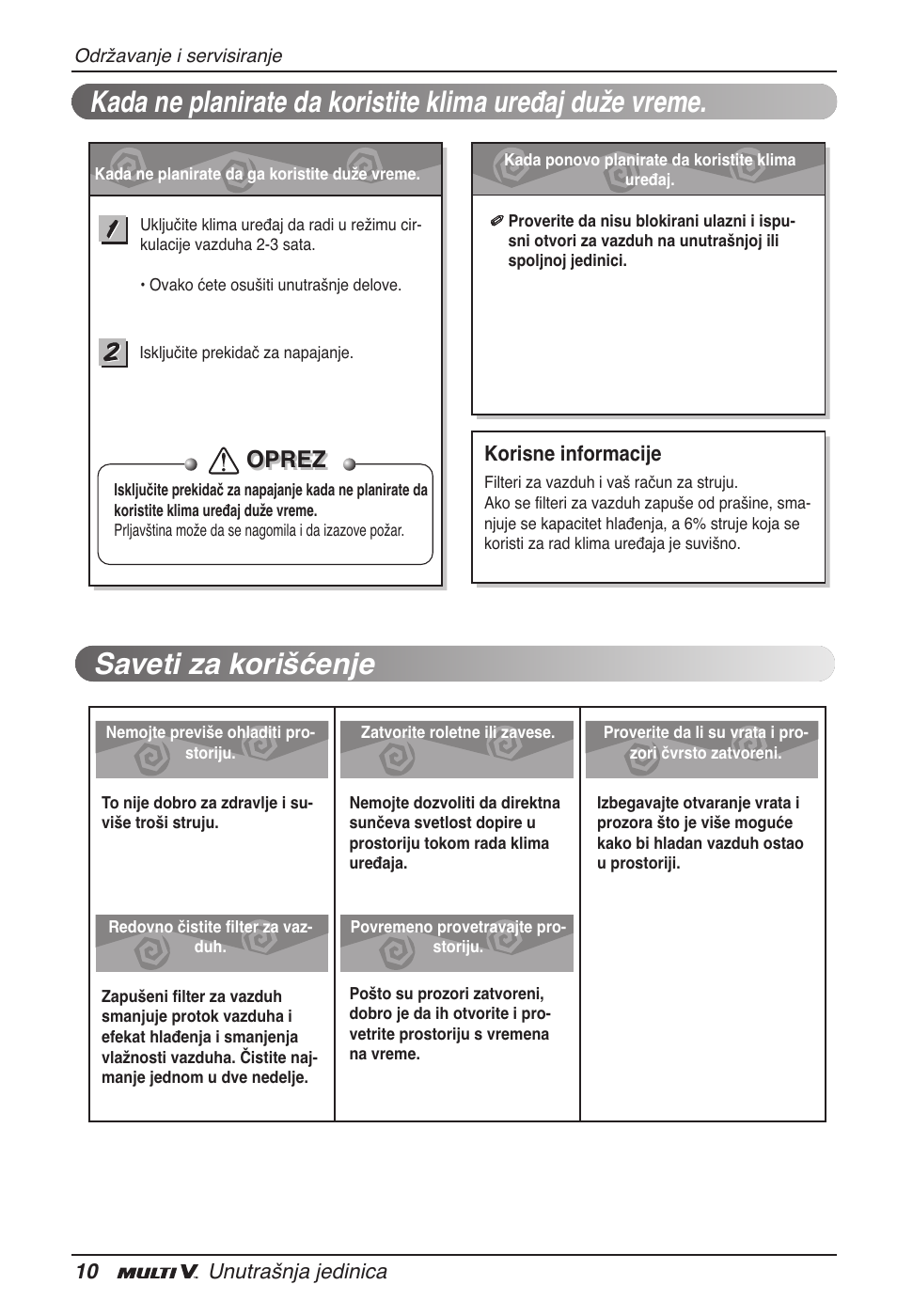 Oprez | LG ARNU09GVEA2 User Manual | Page 166 / 205