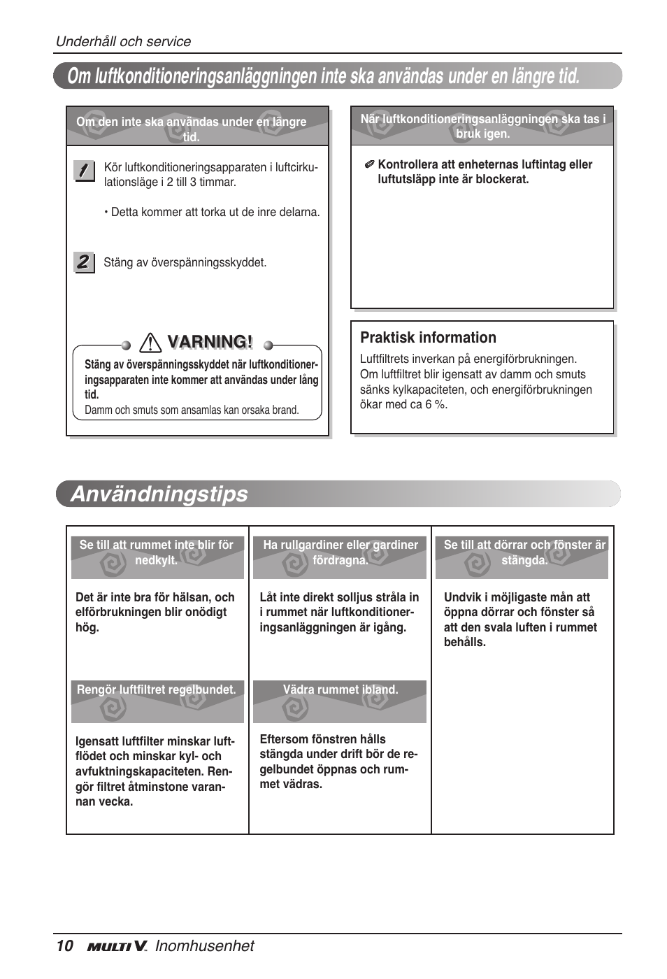 Varning | LG ARNU09GVEA2 User Manual | Page 190 / 205