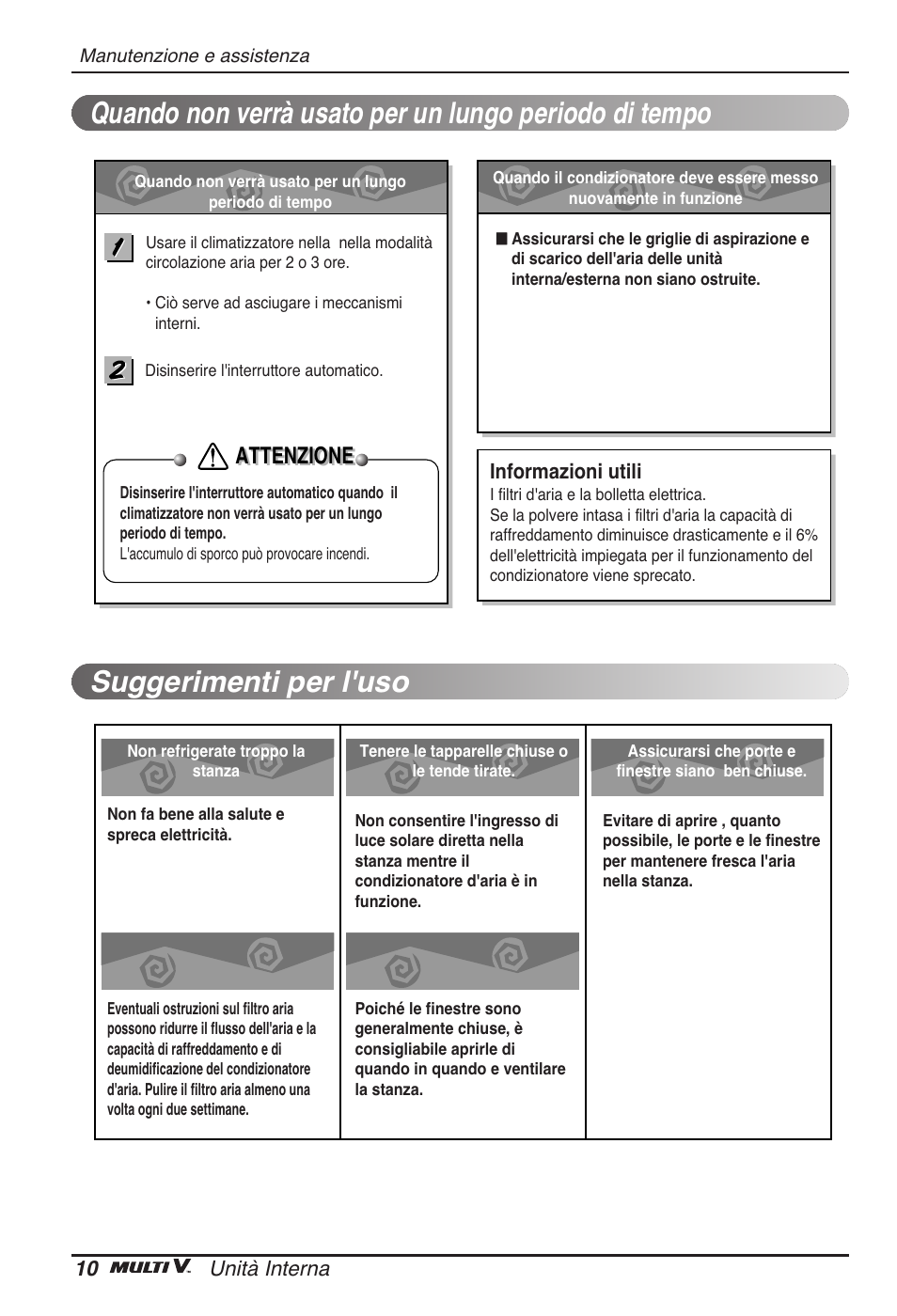 Attenzione | LG ARNU09GVEA2 User Manual | Page 22 / 205