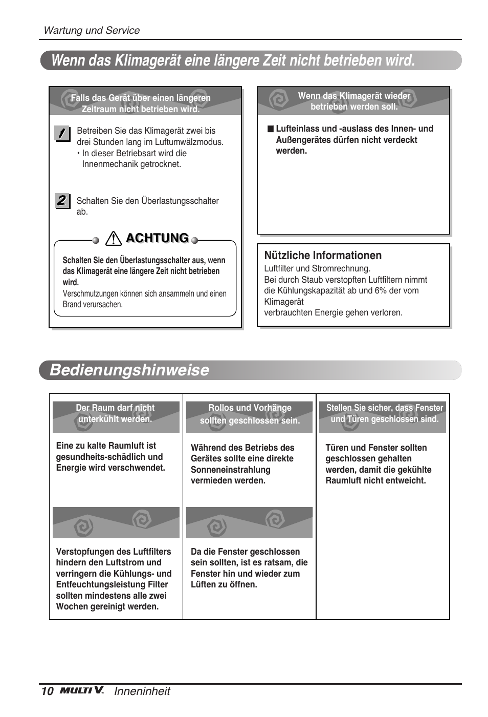 Achtung | LG ARNU09GVEA2 User Manual | Page 58 / 205