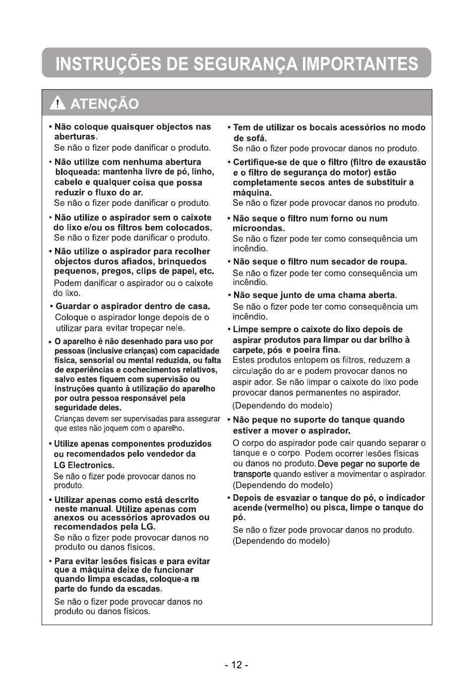 LG VC1016NNTQ User Manual | Page 13 / 24