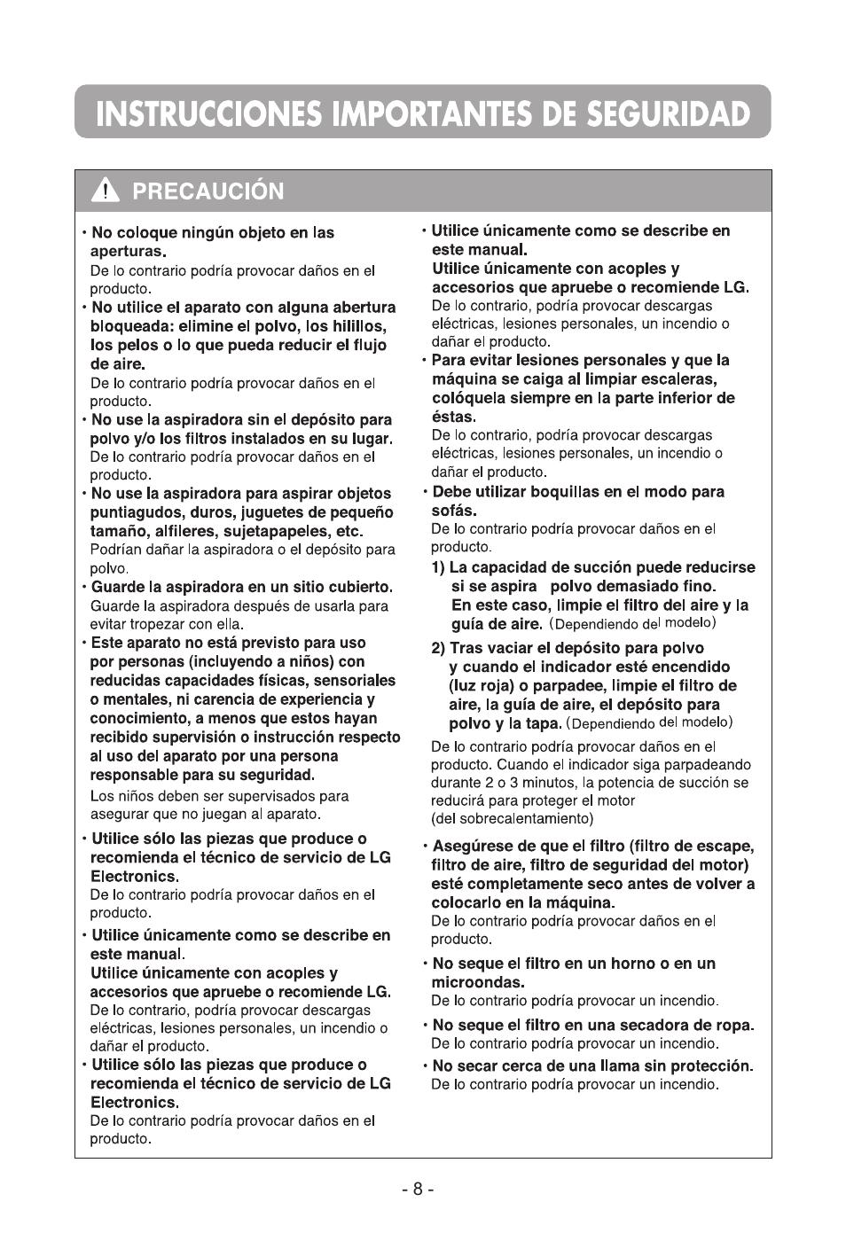 LG VC1016NNTQ User Manual | Page 9 / 24