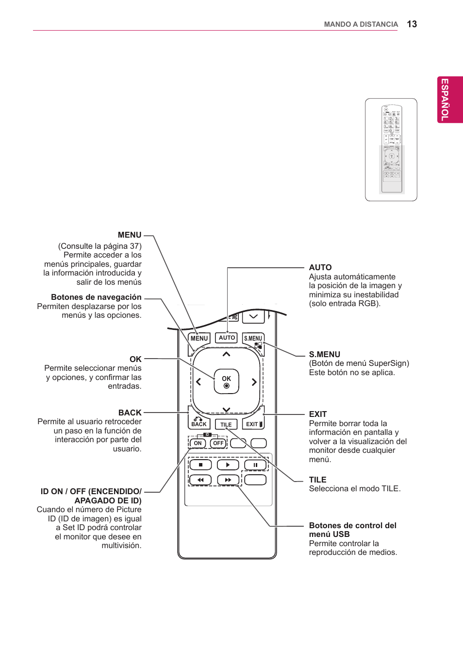 Esp añol, 1/a/a, Clear | LG 32WL30MS-B User Manual | Page 13 / 74