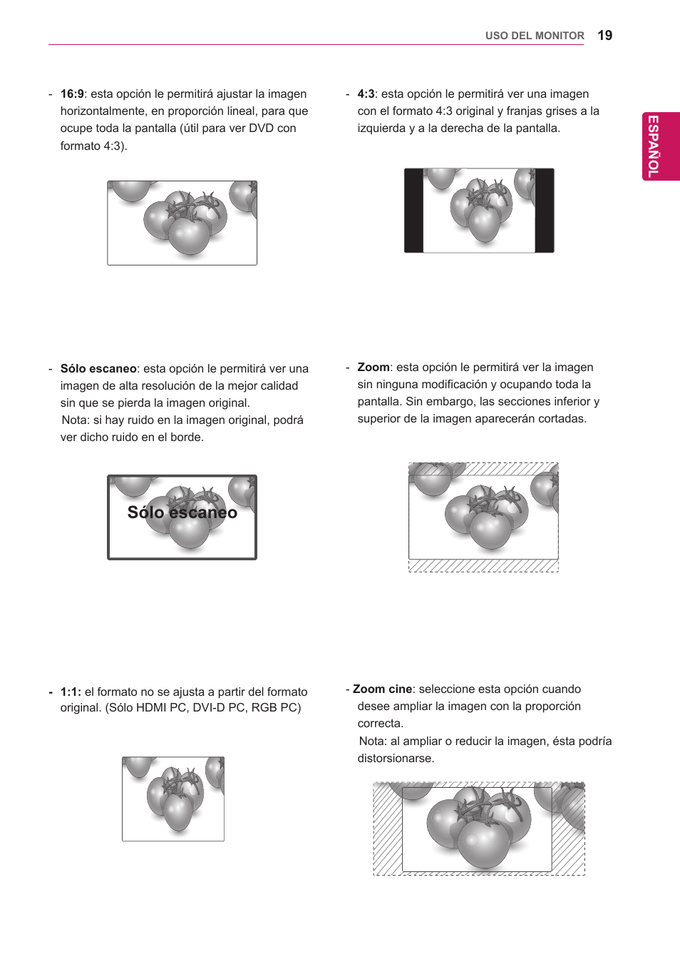 Sólo escaneo | LG 32WL30MS-B User Manual | Page 19 / 74