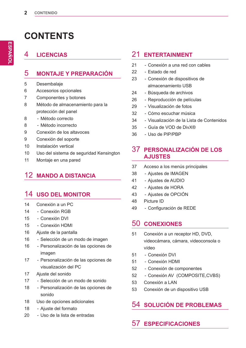 LG 32WL30MS-B User Manual | Page 2 / 74