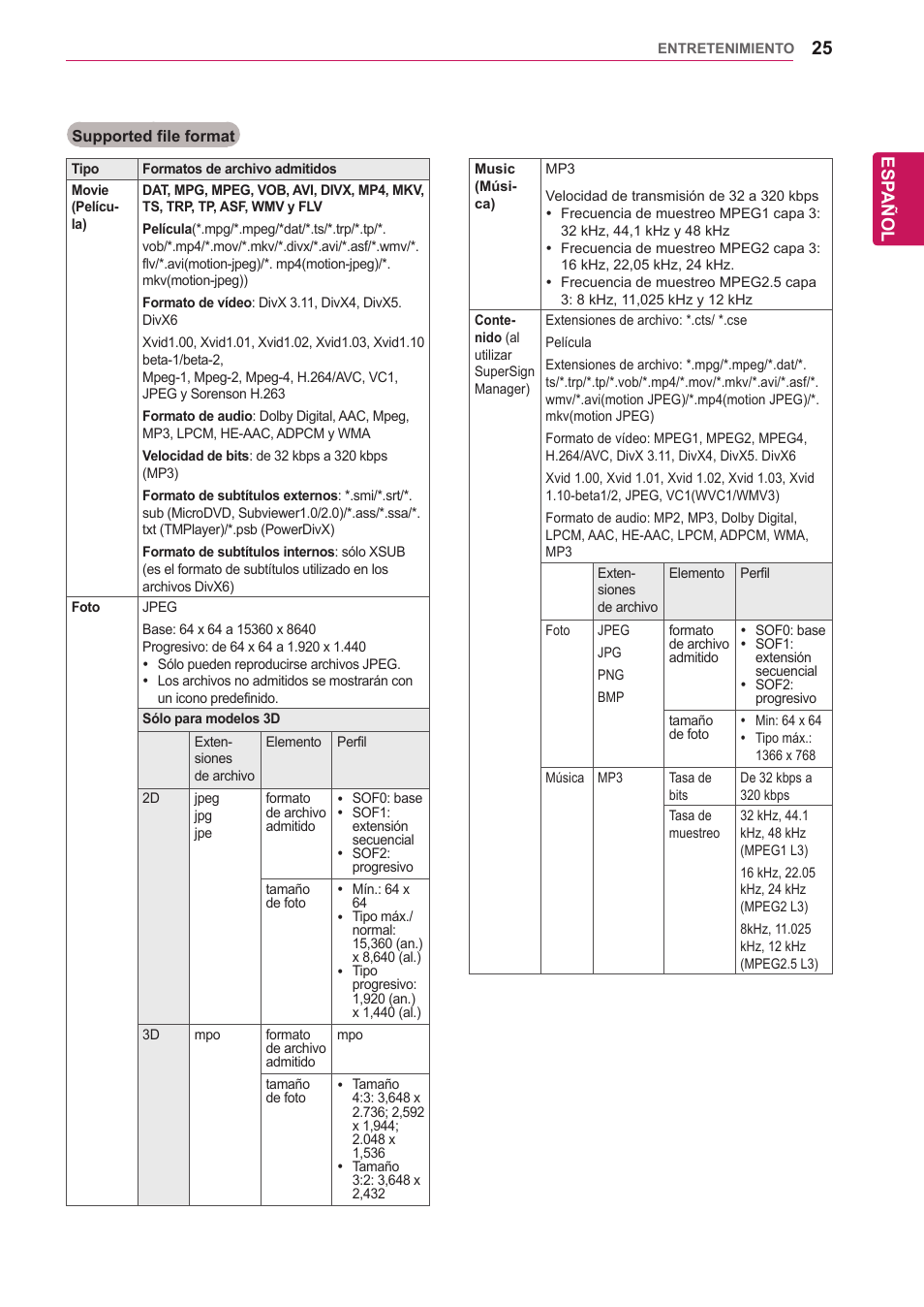 Esp añol | LG 32WL30MS-B User Manual | Page 25 / 74