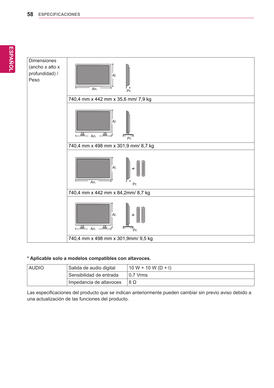 LG 32WL30MS-B User Manual | Page 58 / 74