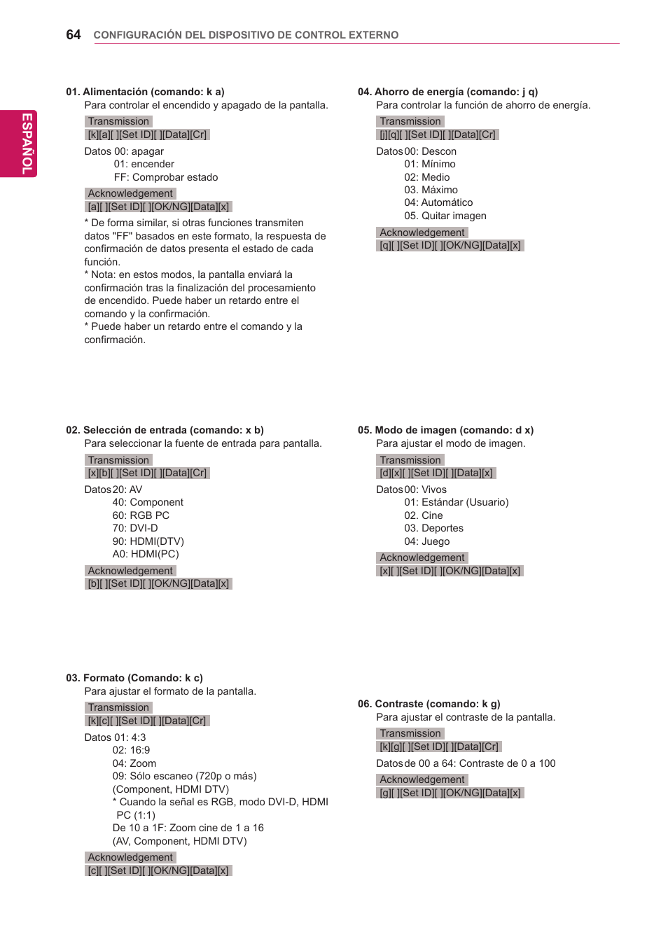 Esp añol | LG 32WL30MS-B User Manual | Page 64 / 74