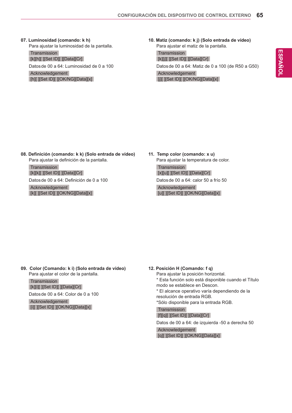 Esp añol | LG 32WL30MS-B User Manual | Page 65 / 74