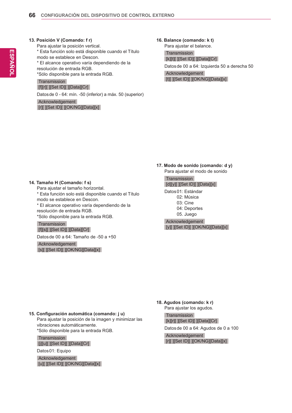 Esp añol | LG 32WL30MS-B User Manual | Page 66 / 74