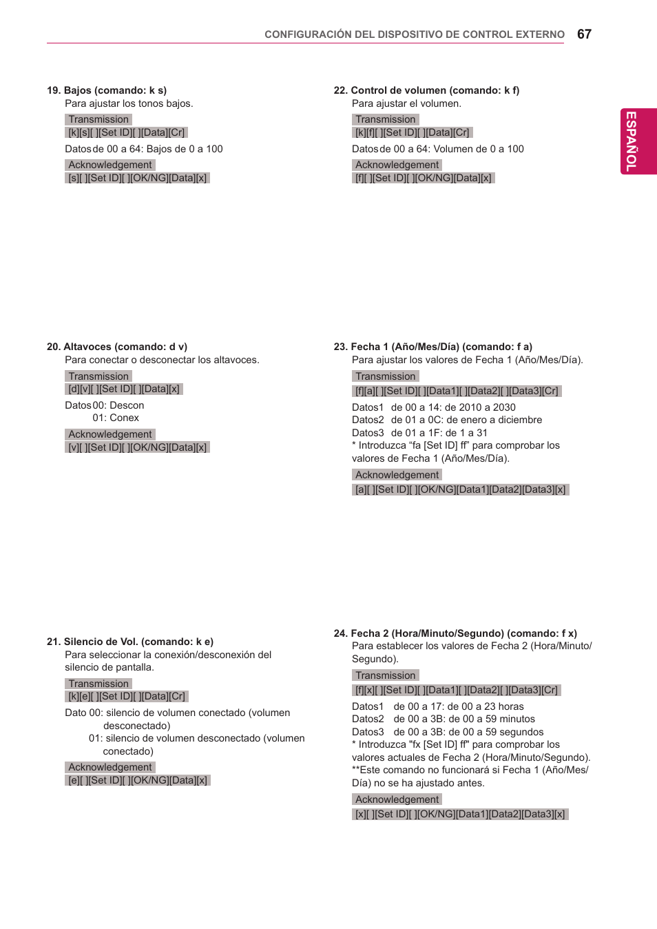 Esp añol | LG 32WL30MS-B User Manual | Page 67 / 74