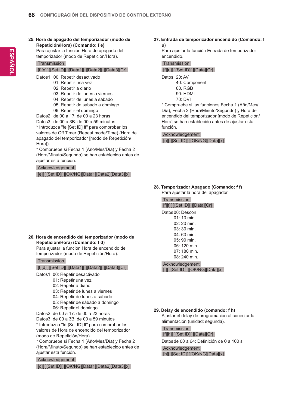 Esp añol | LG 32WL30MS-B User Manual | Page 68 / 74