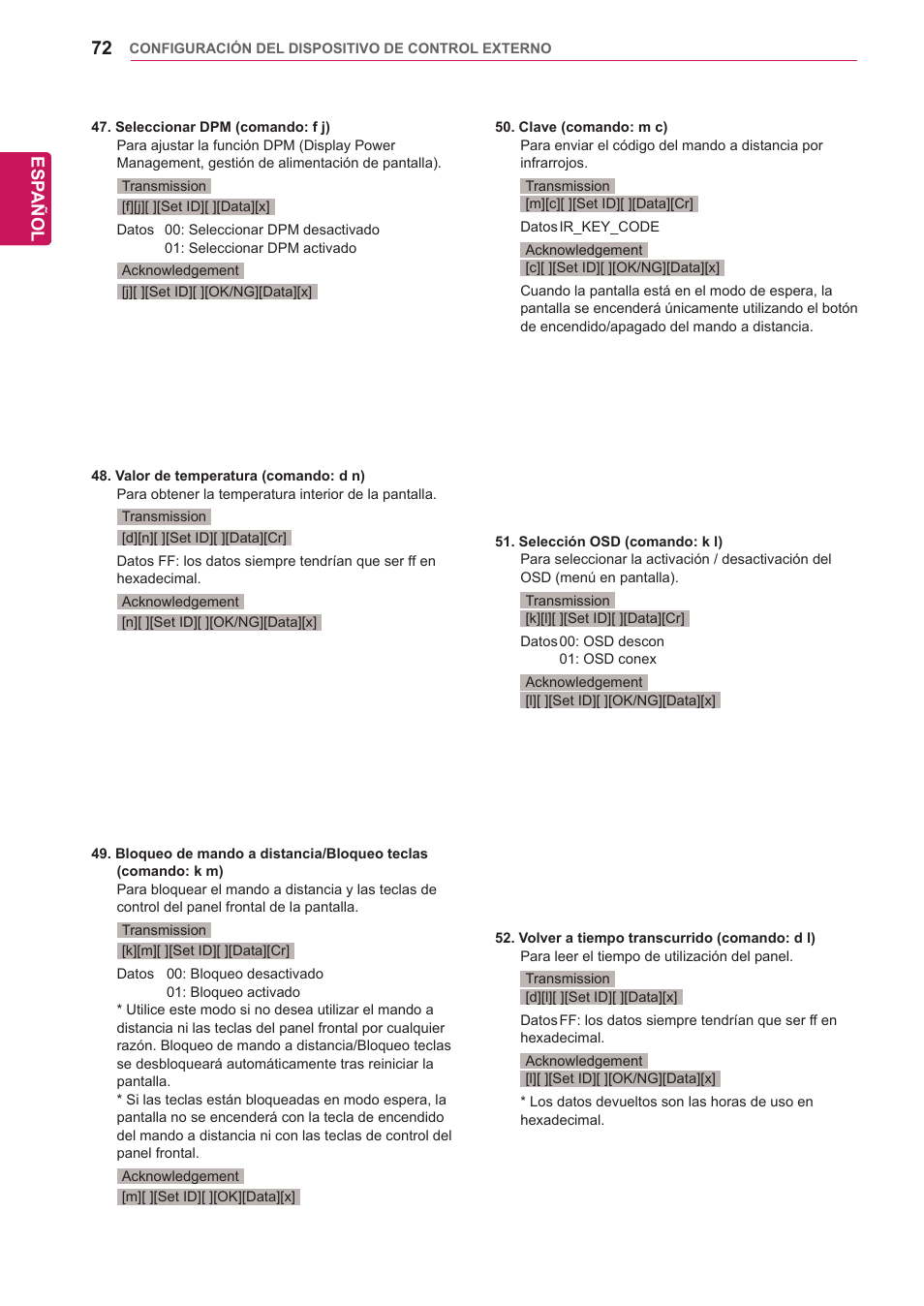 Esp añol | LG 32WL30MS-B User Manual | Page 72 / 74