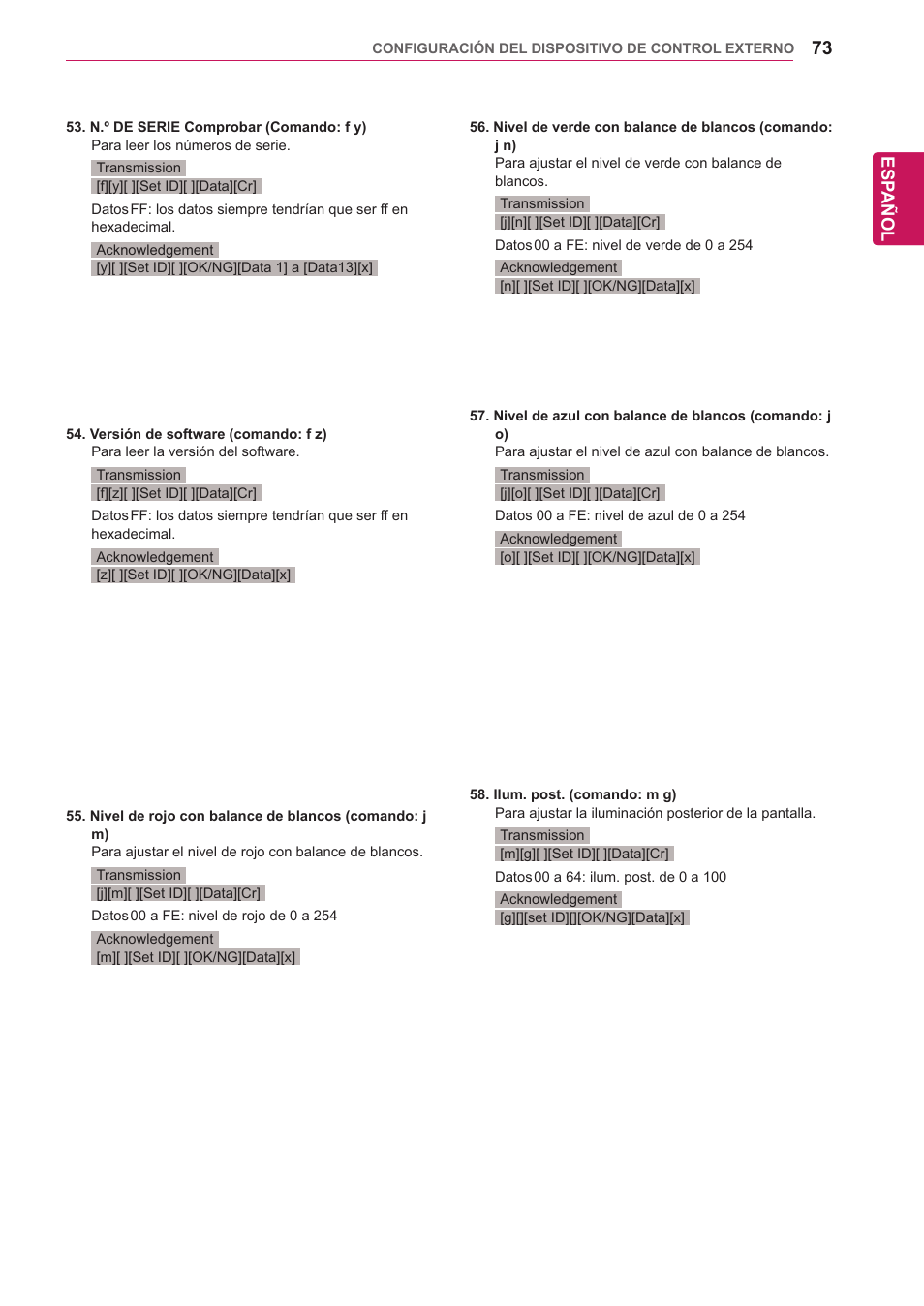 Esp añol | LG 32WL30MS-B User Manual | Page 73 / 74
