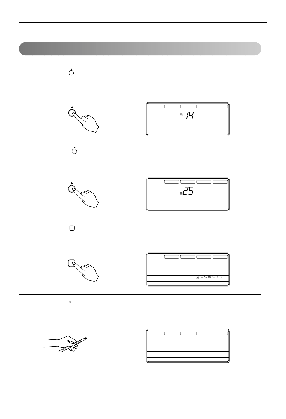 Fije la hora actual y un día de la semana, Aire acondicionado de canalización de techo, Sobre el mando a distancia 10 | LG B24AHV User Manual | Page 10 / 33