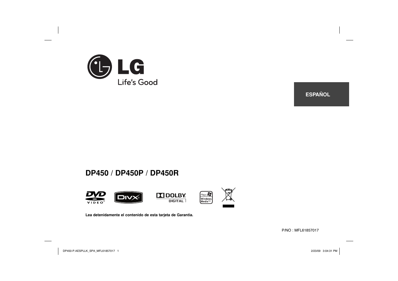 LG DP450 User Manual | Page 15 / 70