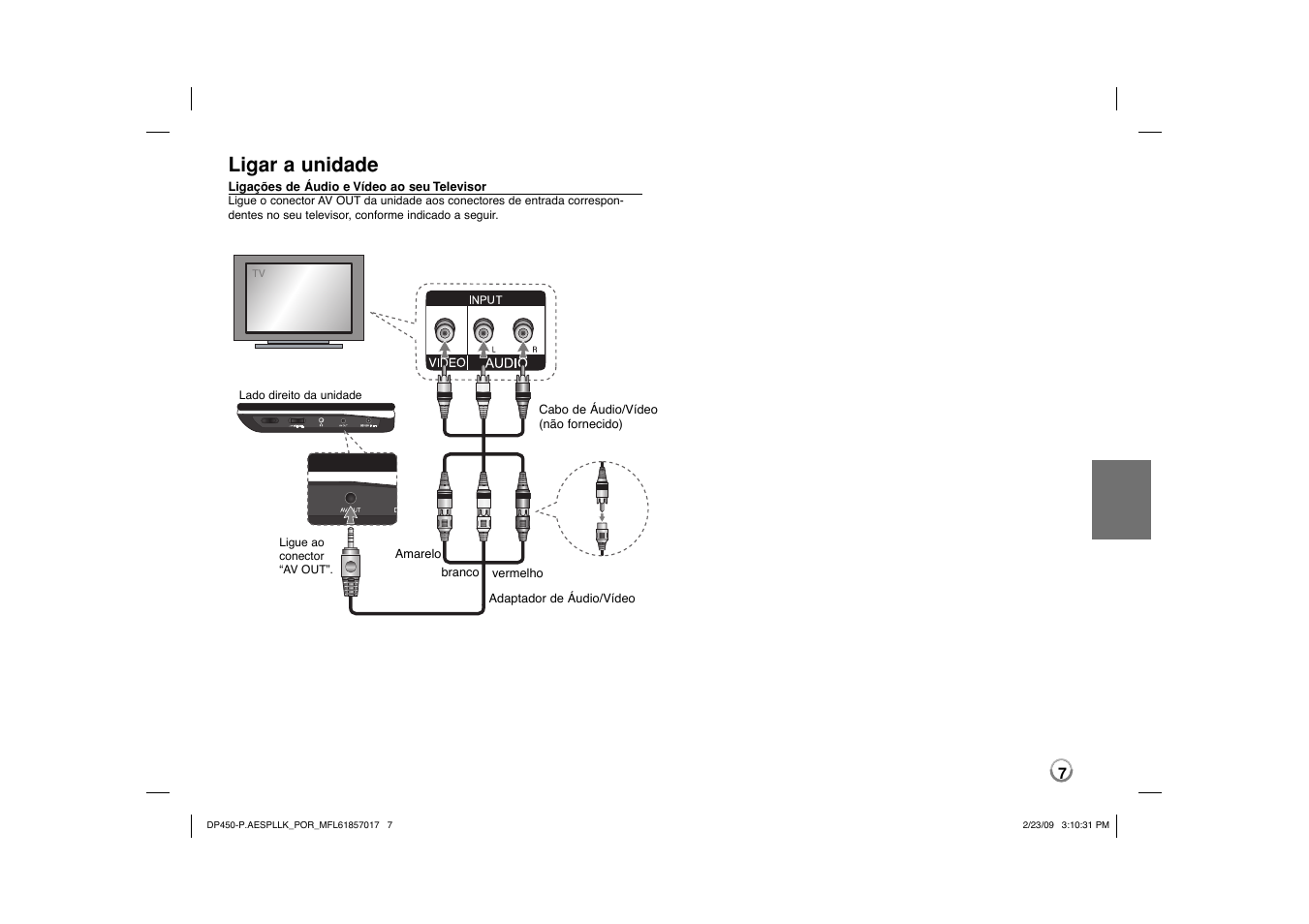 Ligar a unidade | LG DP450 User Manual | Page 49 / 70