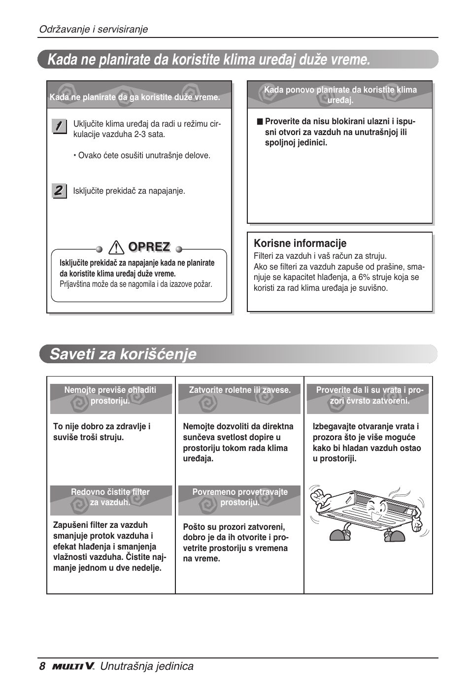 Oprez | LG ARNU24GL3G2 User Manual | Page 137 / 190