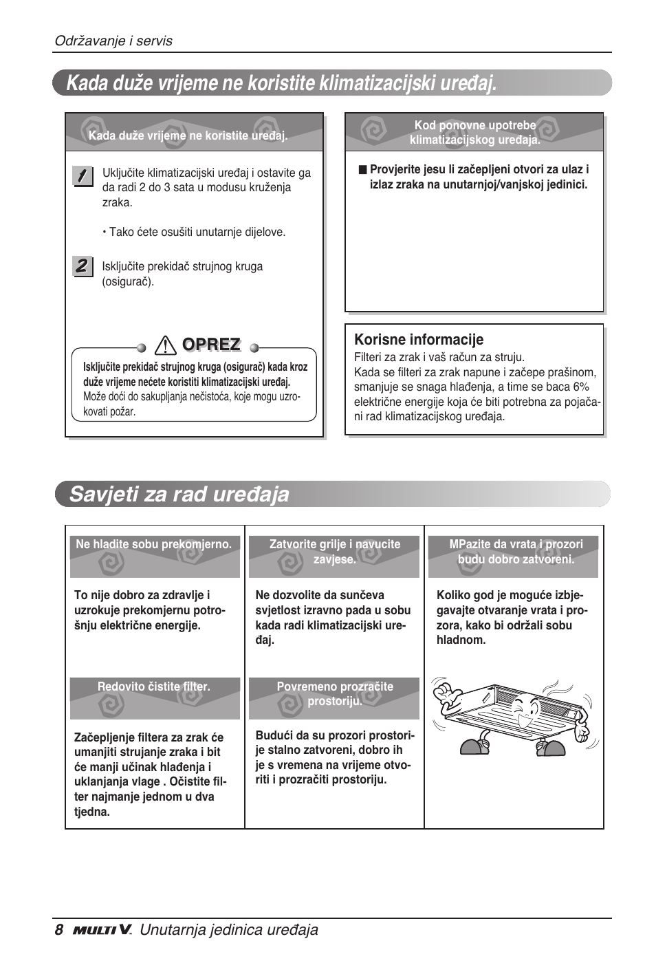 Oprez | LG ARNU24GL3G2 User Manual | Page 147 / 190