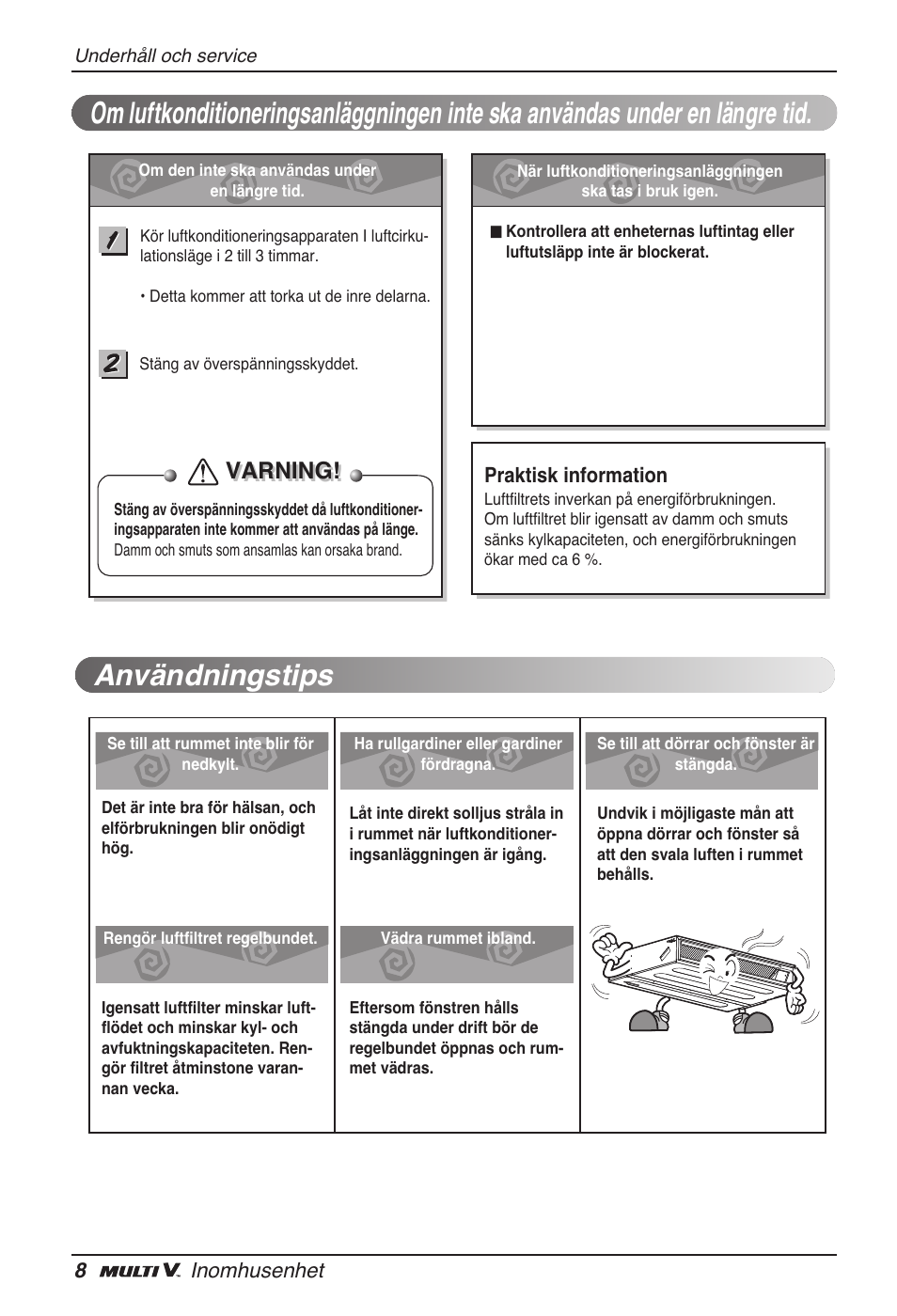 Varning | LG ARNU24GL3G2 User Manual | Page 157 / 190