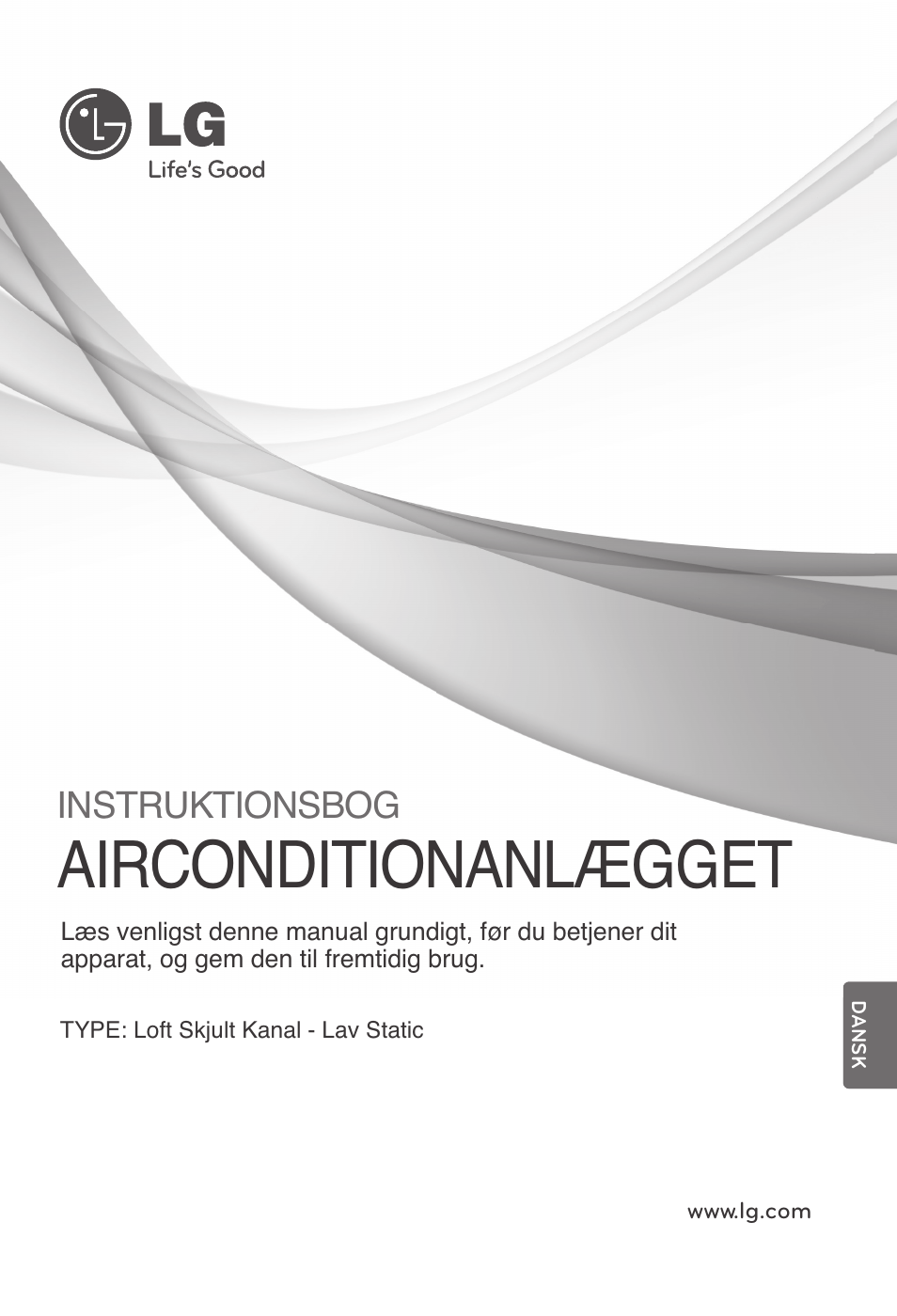 Dansk, Airconditionanlægget, Instruktionsbog | LG ARNU24GL3G2 User Manual | Page 180 / 190