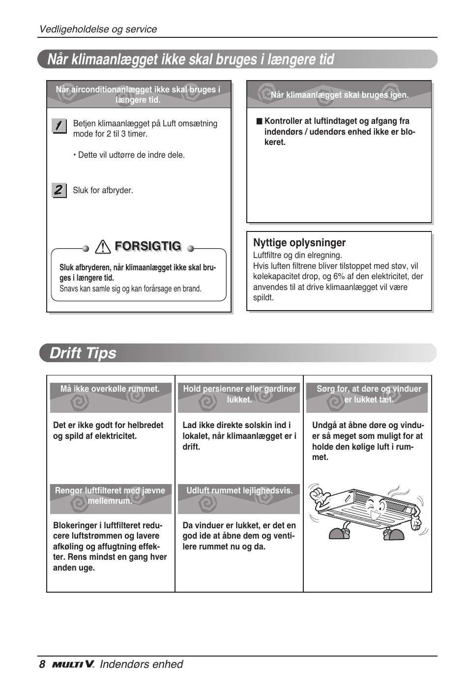 Forsigtig | LG ARNU24GL3G2 User Manual | Page 187 / 190