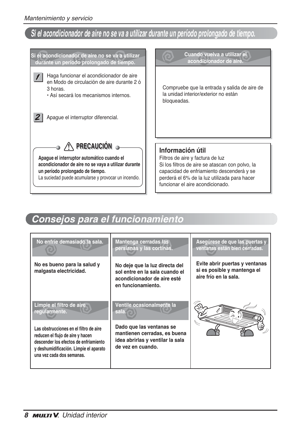 Precaución | LG ARNU24GL3G2 User Manual | Page 28 / 190