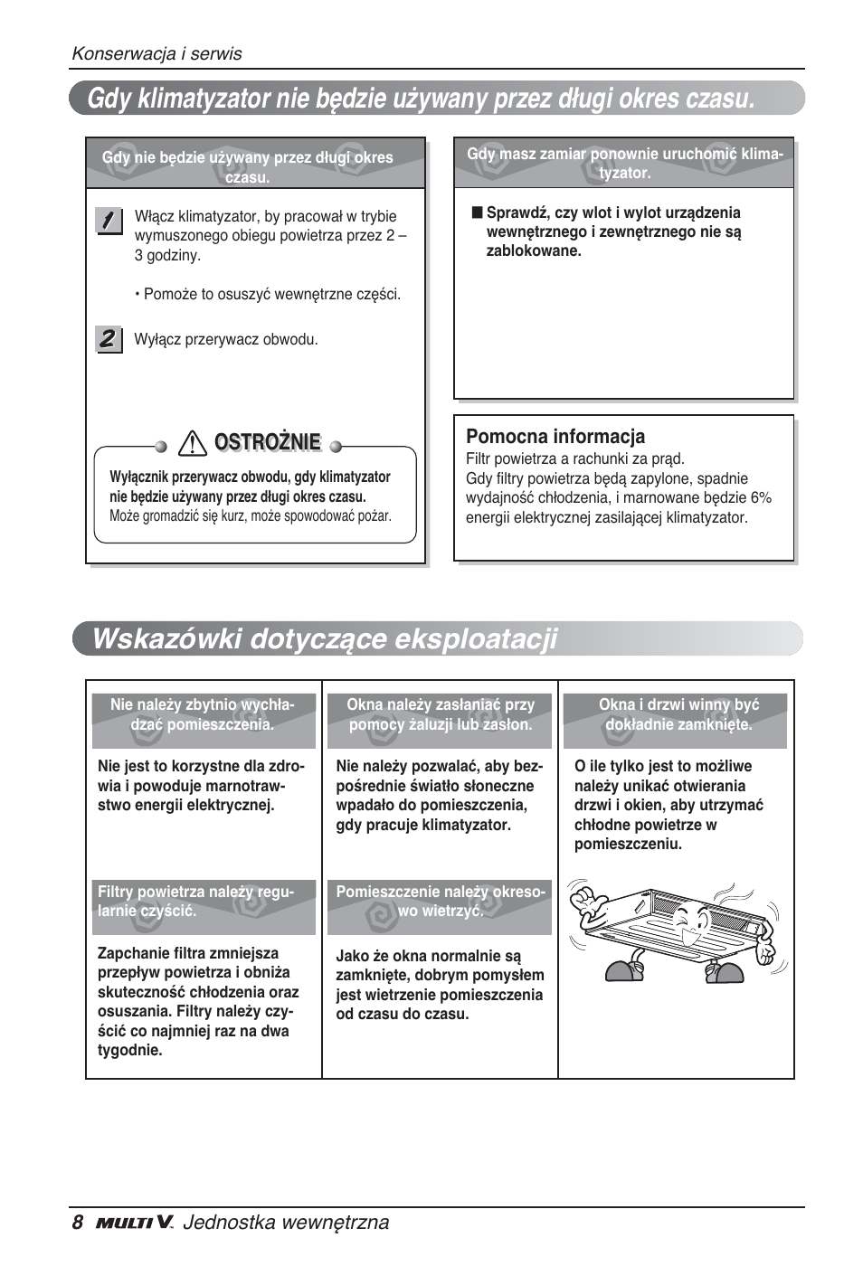 Ostrożnie | LG ARNU24GL3G2 User Manual | Page 88 / 190