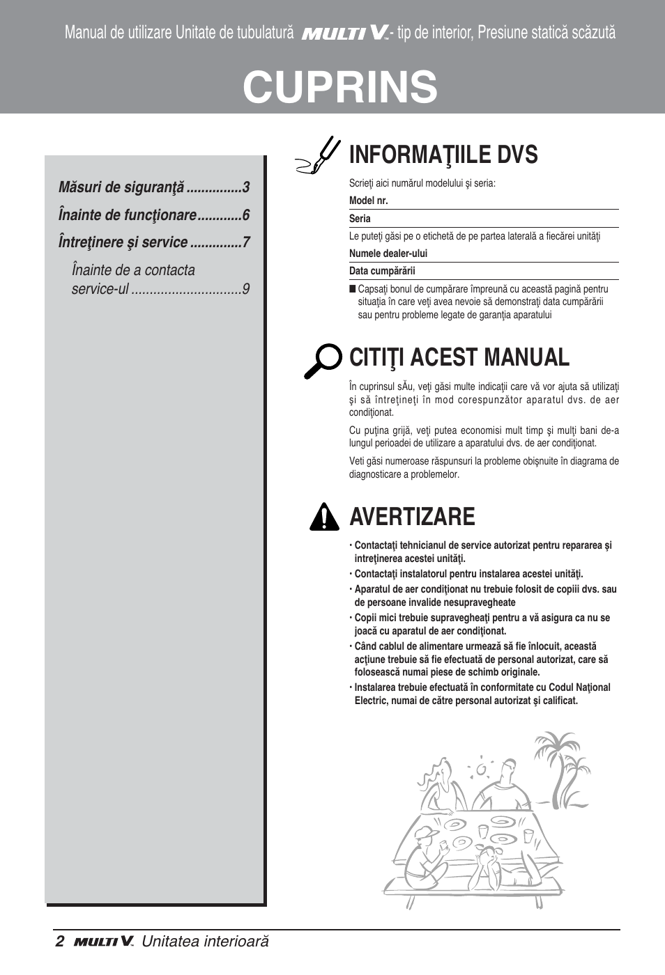 Cuprins, Informaţiile dvs, Citiţi acest manual | Avertizare | LG ARNU24GL3G2 User Manual | Page 92 / 190