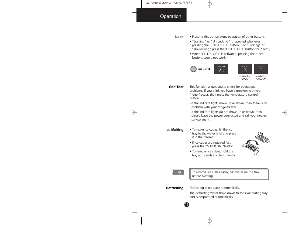 Operation | LG GR-3992EW User Manual | Page 11 / 57